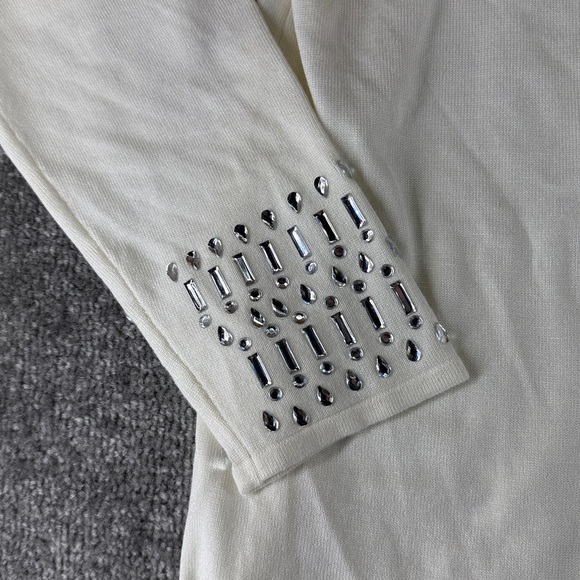 Jaclyn Smith Collection Cream White Long Sleeve Top Blouse Jewels Womens XL - Picture 3 of 9